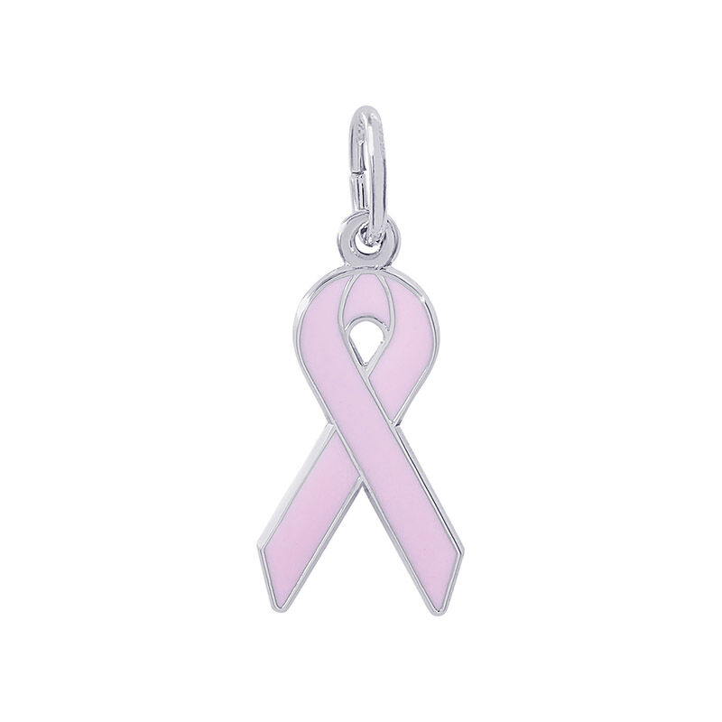 Ribbon Breast Cancer Sterling Silver Charm image number null