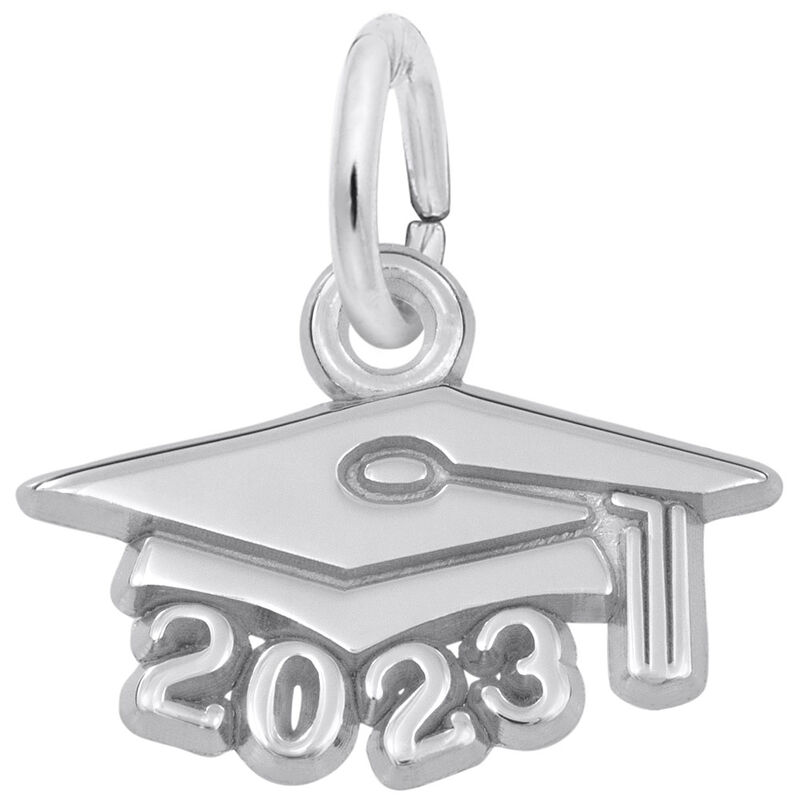 Small Graduation Cap 2023 Charm in Sterling Silver image number null