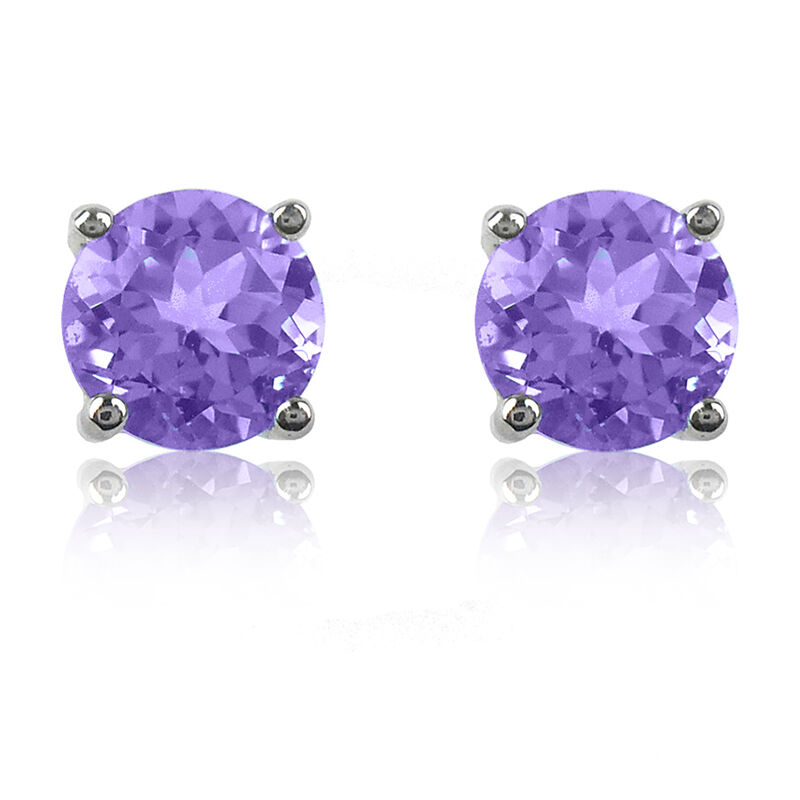 Tanzanite Round 4-Prong Stud Earrings in White Gold image number null
