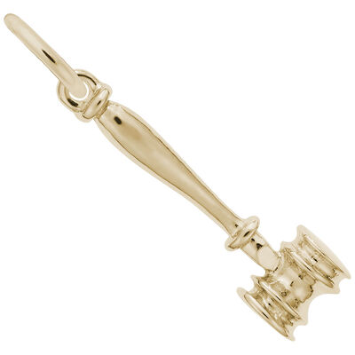 Gavel Charm in Gold Plated Sterling Silver