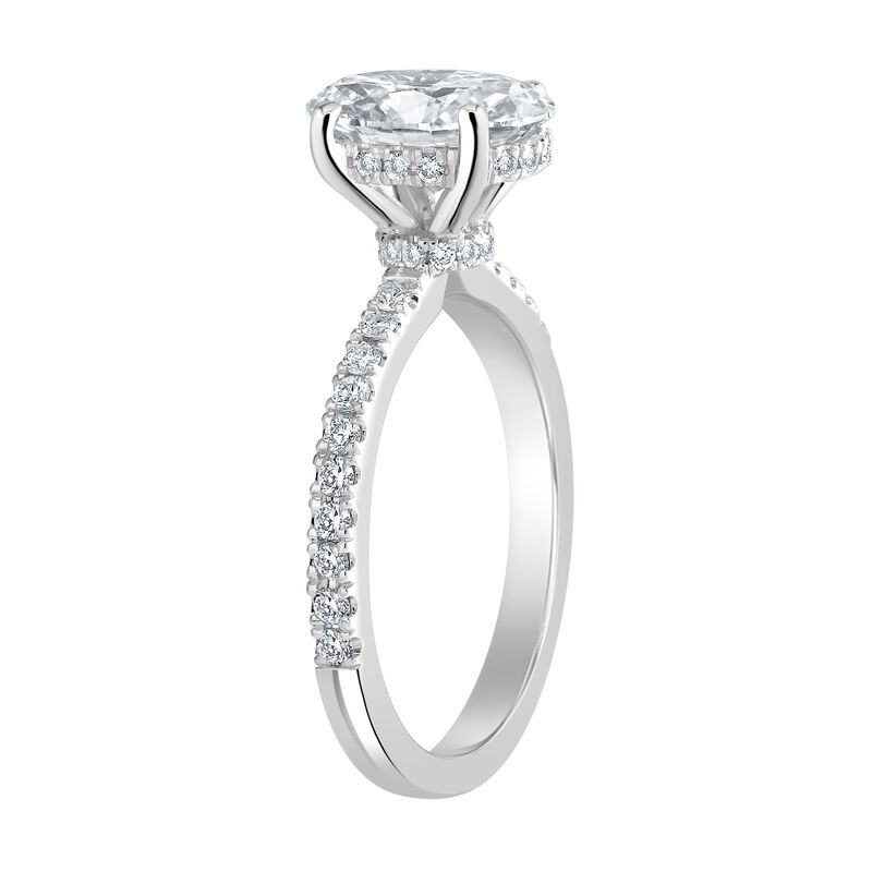 Ashlan. Oval-Cut Lab Grown 2 3/8ctw. Diamond Hidden Halo Engagement Ring in 14k White Gold image number null