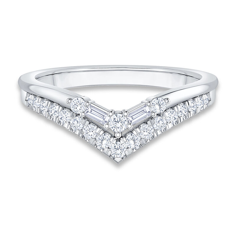 Diamond Baguette Contour & 14k White Gold Anniversary Ring image number null