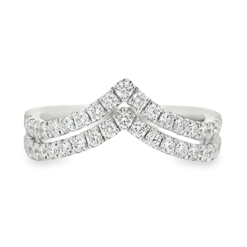 Round Diamond 3/5ctw. Double Chevron Contour Wedding Ring in 14k White Gold image number null