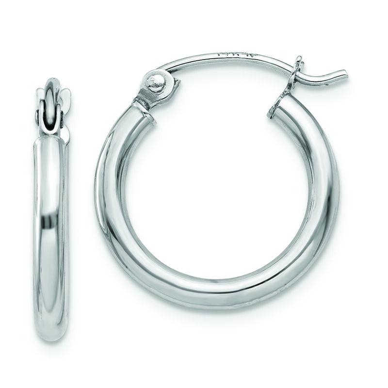 2x15mm Lightweight Tube Hoop Earrings in 14k White Gold image number null