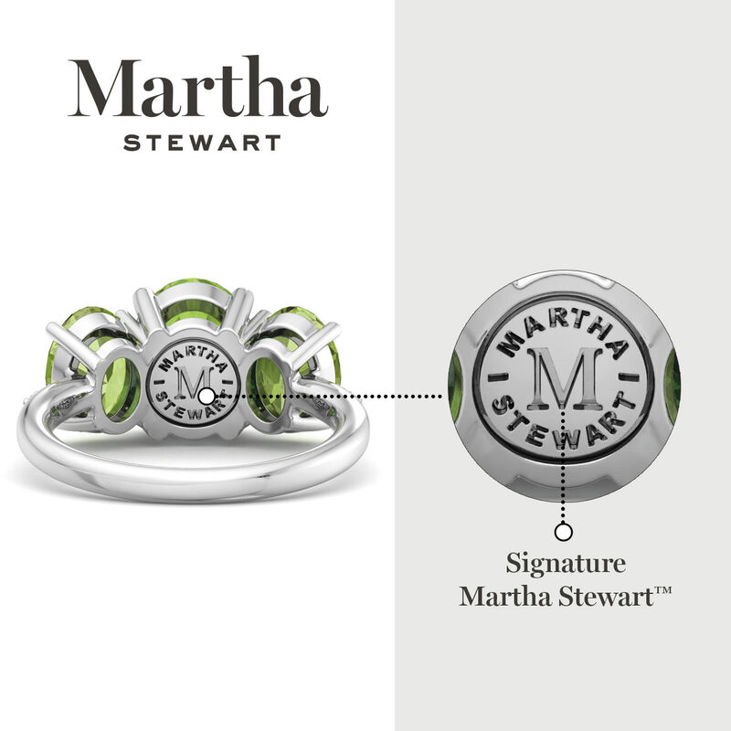 Martha Stewart Oval Peridot and Lab Grown Diamond Three Stone Ring in Sterling Silver image number null
