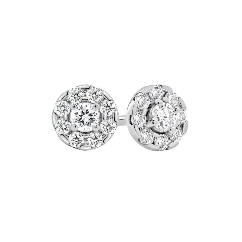 Lab Grown Diamond 1/4ctw. Single Halo Stud Earrings in 14k White Gold image number null