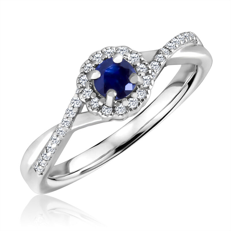 Round-Cut Sapphire & Diamond Infinity Ring in Sterling Silver image number null