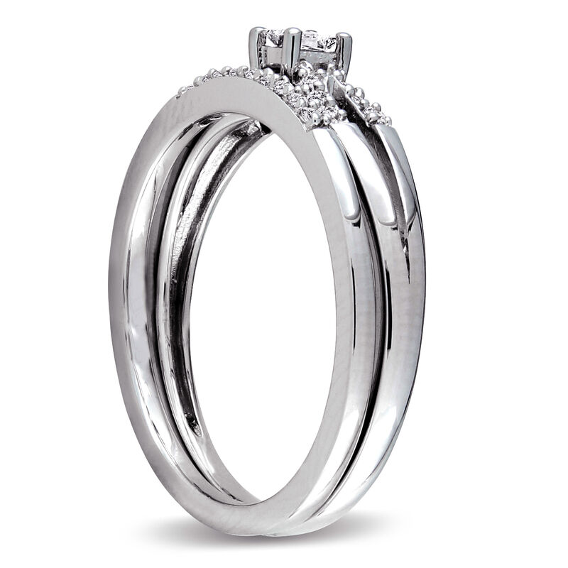 Princess-Cut 1/5ctw Diamond Split Shank Bridal Set in Sterling Silver image number null