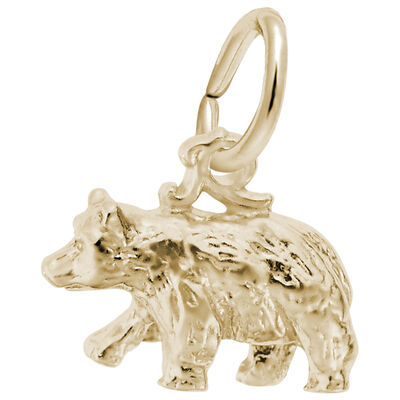 Small Black Bear Charm in 10k Yellow Gold