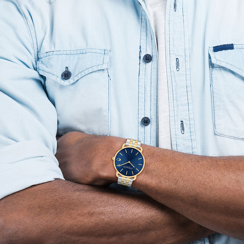 Coach Men's Navy Sunray Dial Gold Tone 43mm Watch 14602748 image number null