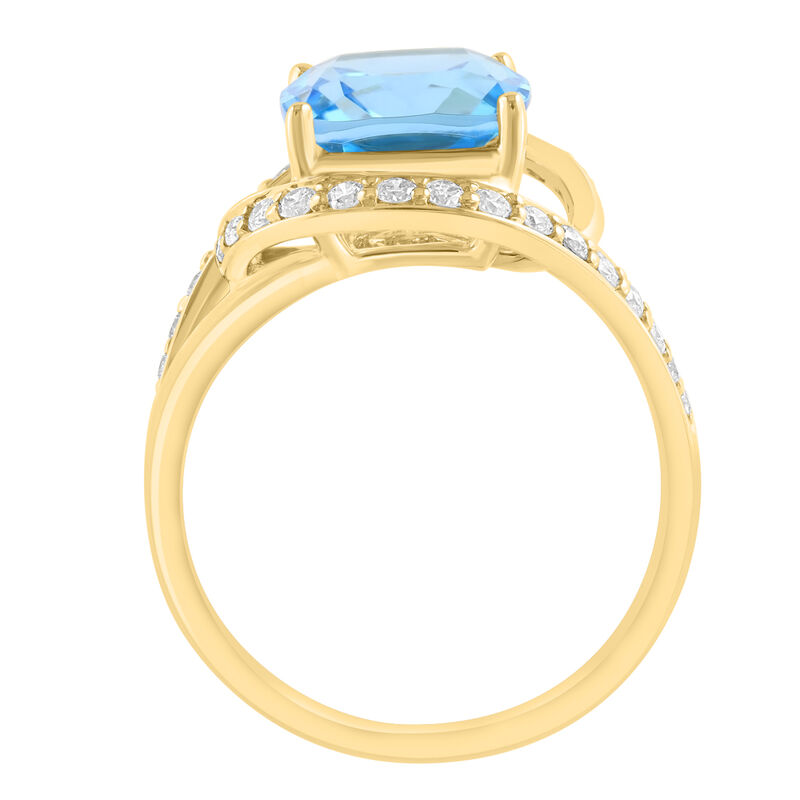 EFFY Cushion-Cut Blue Topaz & Diamond Ring in 14k Yellow Gold image number null