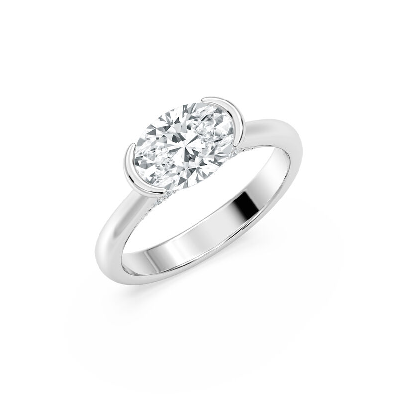 Oval Lab Grown Diamond 2ctw. East West Diamond Bridge Solitaire Engagement Ring in 14k White Gold image number null