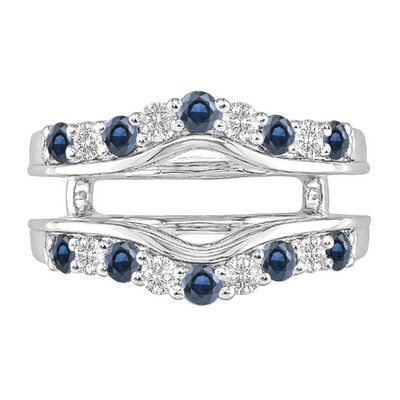 Sapphire & Diamond Engagement Ring Insert Band in 14k White Gold