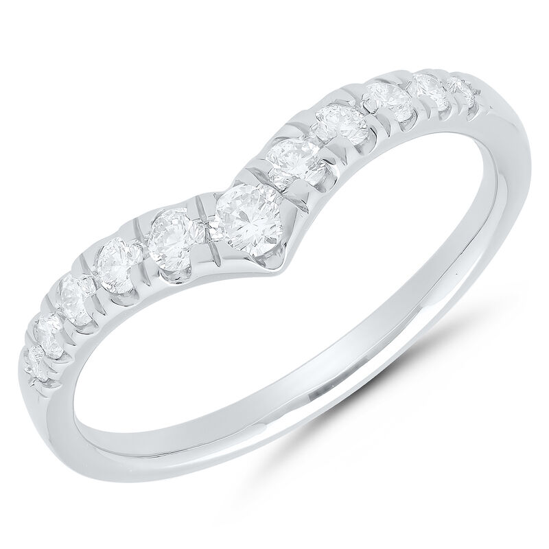 Brilliant-Cut 1/4ctw. Diamond Graduated Contour Band in 10k White Gold image number null