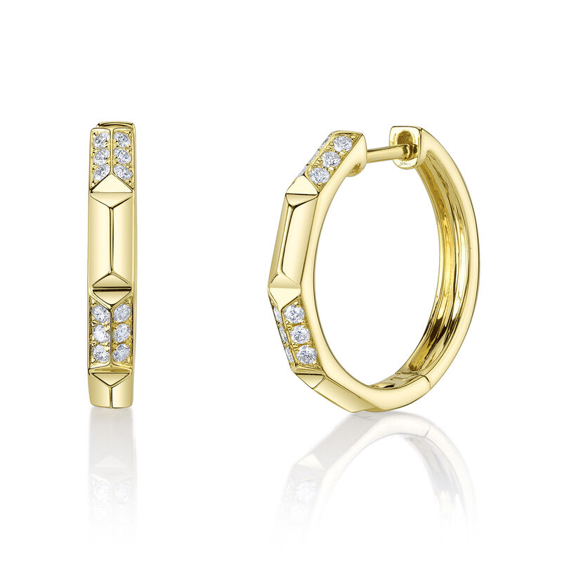 Shy Creation Brilliant-Cut .24ctw. Diamond Geo Cut Fashion Hoops in 14k Yellow Gold image number null
