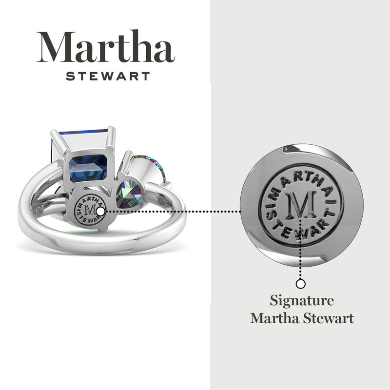 Martha Stewart Garnet Mystic Quartz and Sapphire Ring in Sterling Silver image number null