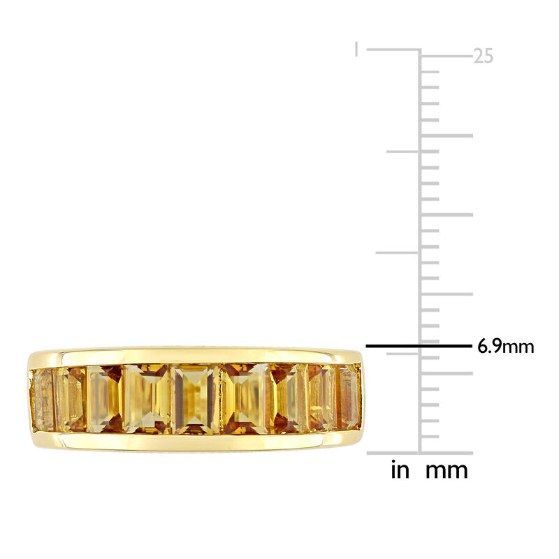 Citrine Semi-Eternity Anniversary Band in Yellow Gold Plated Sterling Silver image number null
