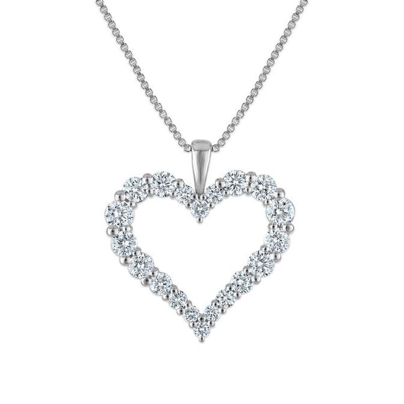 Lab Grown Diamond 1ctw. Heart Pendant in Sterling Silver image number null