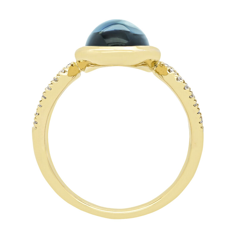 Oval London Blue Topaz & Diamond Ring in 10k Yellow Gold image number null