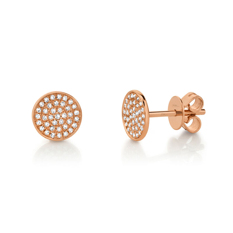 Shy Creation 0.17 ctw Pave Diamond Circle Stud Earrings in 14k Rose Gold  SC55002271 image number null