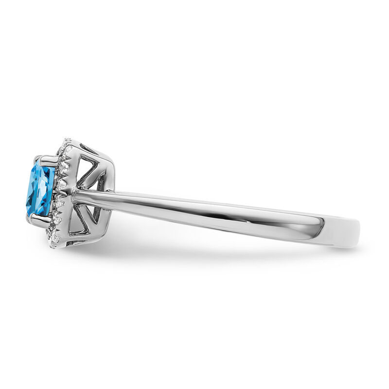 Cushion-Cut Blue Topaz & Diamond Halo Ring in Sterling Silver image number null