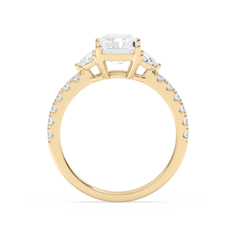 Radiant Lab Grown Diamond 2 3/4ctw. Three Stone Engagement Ring in 14k Yellow Gold image number null