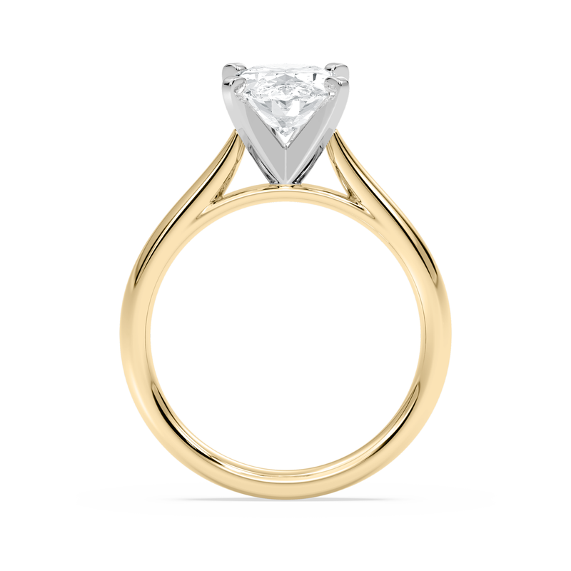 Oval Lab Grown Diamond 3ctw. Cathedral Solitaire Engagement Ring in 14k Yellow Gold image number null