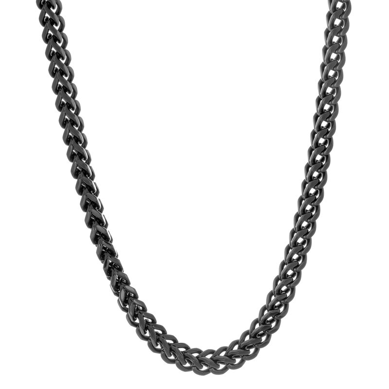Men's Black Stainless Steel Square Wheat Link Neck Chain image number null