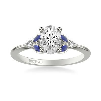 Sallie. Artcarved Sapphire & Diamond Floral Accent Semi-Mount in 14k White Gold