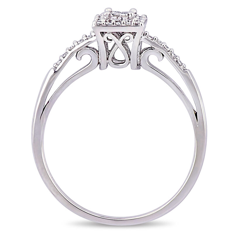 Princess & Round Cut Diamond Halo Promise Ring 1/5ctw. in 10k White Gold  image number null