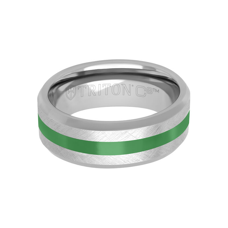 Men's Green Ceramic Inlay & Tungsten Carbide Wedding Ring (8mm) image number null