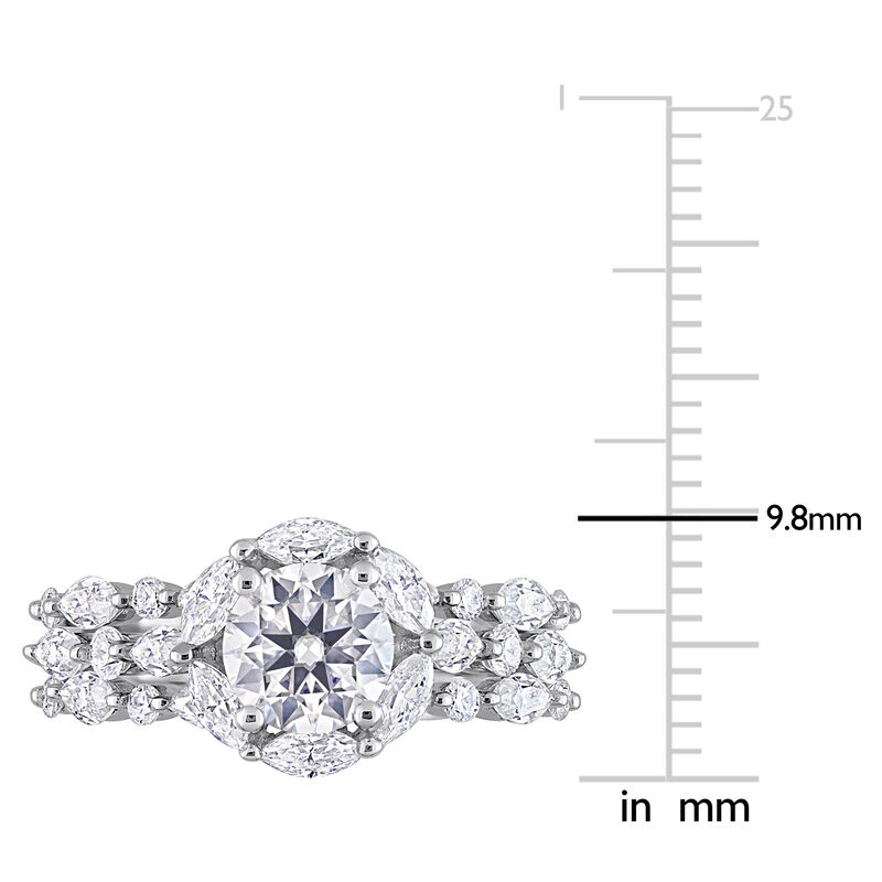 Created Moissanite 3ctw. Floral Bridal Set in Sterling Silver image number null