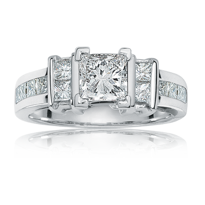 Elegance. Princess-Cut Diamond Engagement Ring in 14k White Gold