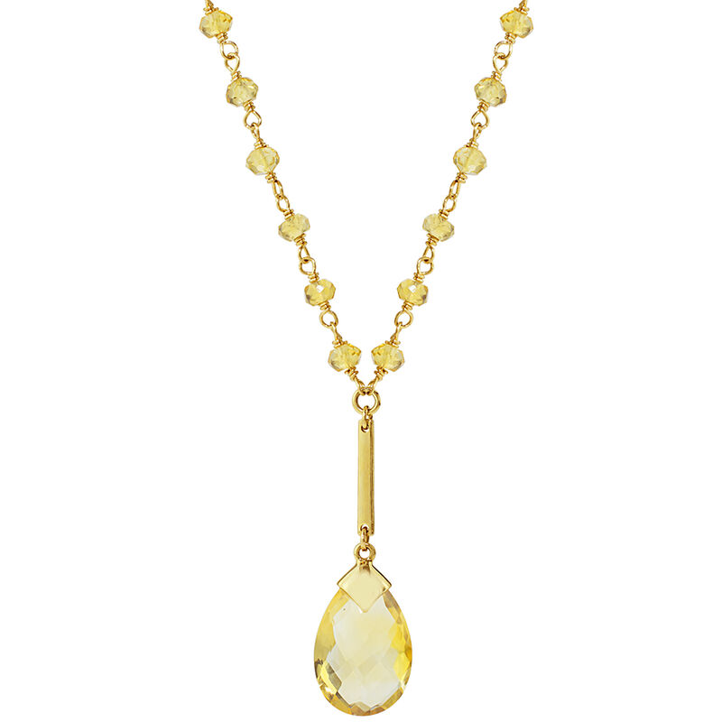 Citrine Lariat Gemstone Fashion Necklace in 14k Yellow Gold image number null
