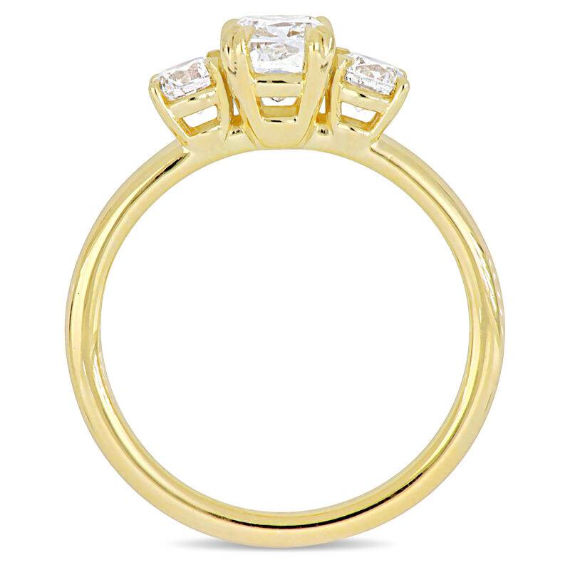 Three-Stone Cushion & Round 1½ctw. Diamond Engagement Ring in 14k Yellow Gold image number null