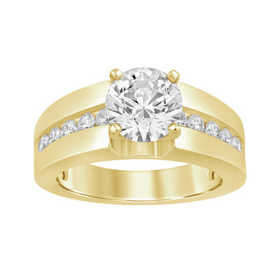 Brilliant-Cut Lab Grown 1/2ctw. Diamond Wide Band Engagement Ring Setting in 14k Yellow Gold