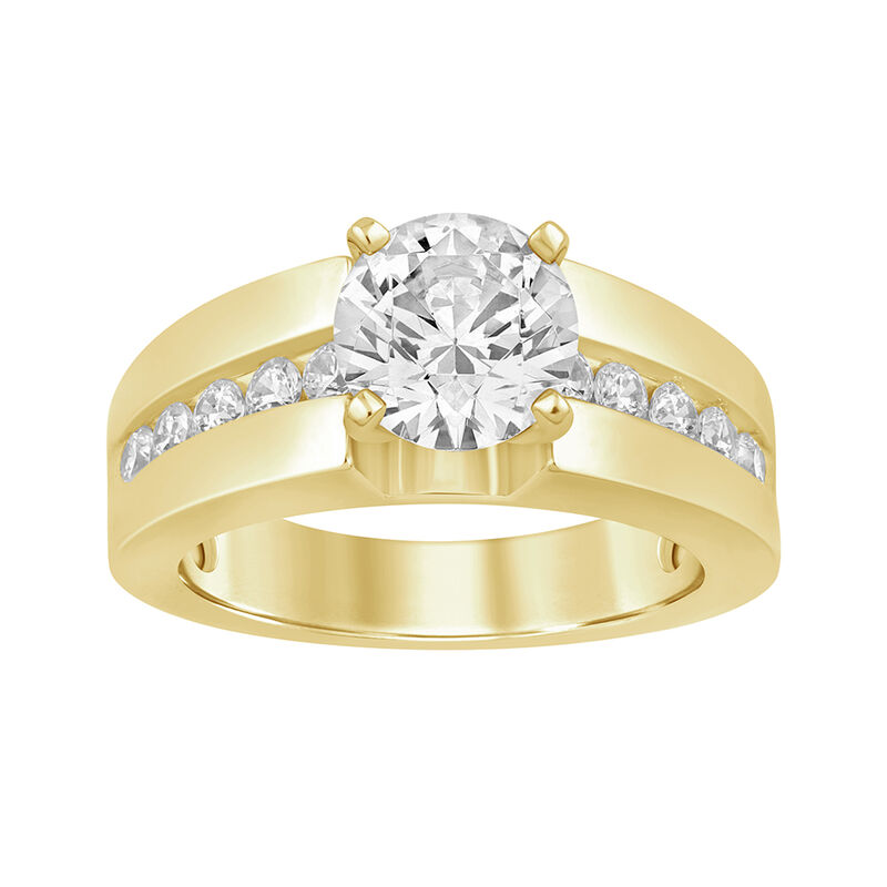 Brilliant-Cut Lab Grown 1/2ctw. Diamond Wide Band Engagement Ring Setting in 14k Yellow Gold image number null