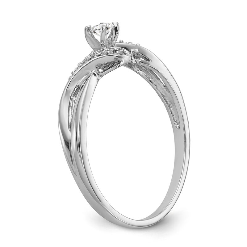 Bypass Twist Diamond Promise Ring in Sterling Silver image number null