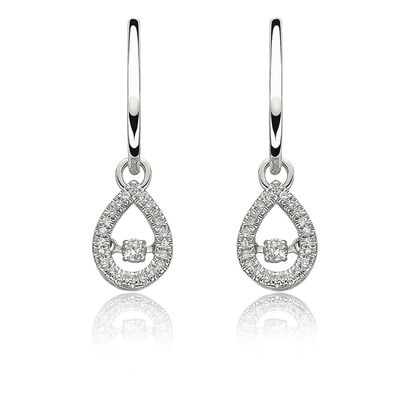 Beats of Love: Diamond Pear Dangle Earrings in 10k White Gold