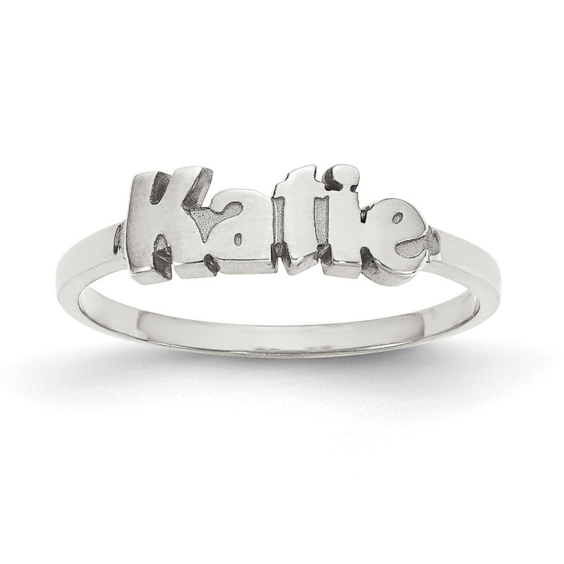 Laser Polished Block Name Ring in Sterling Silver (up to 9 letters) image number null