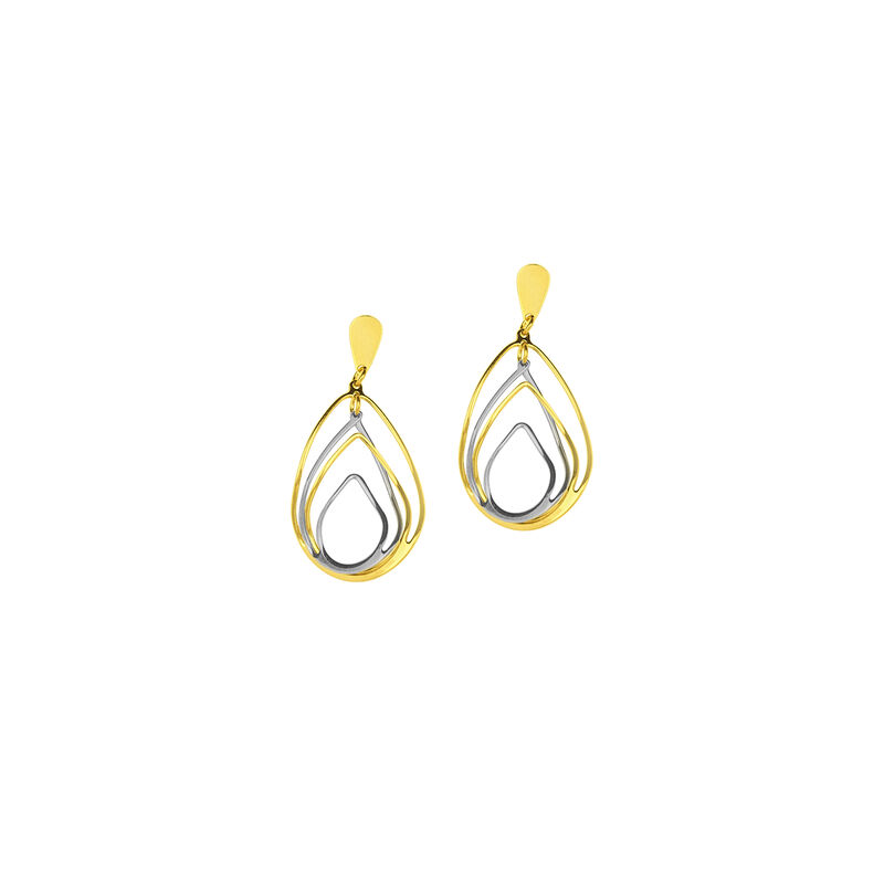 Large Oval Wave Drop Earrings in 14K Two-Toned Gold image number null