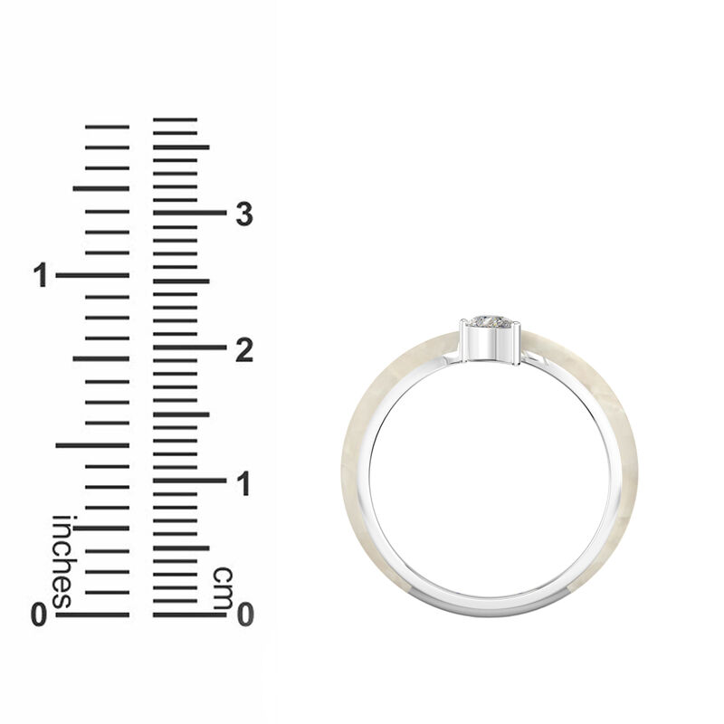 Pear-Shaped Lab Grown Diamond White Ceramic Open Style Ring in Sterling Silver image number null