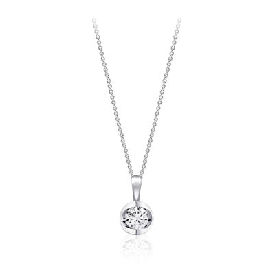 Brilliant-Cut Lab Grown 3/4ct. FG VS Lab Grown Diamond Half Moon Pendant in 14k White Gold