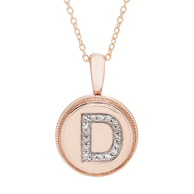 Diamond Initial D Pendant in 14k Rose Gold image number null