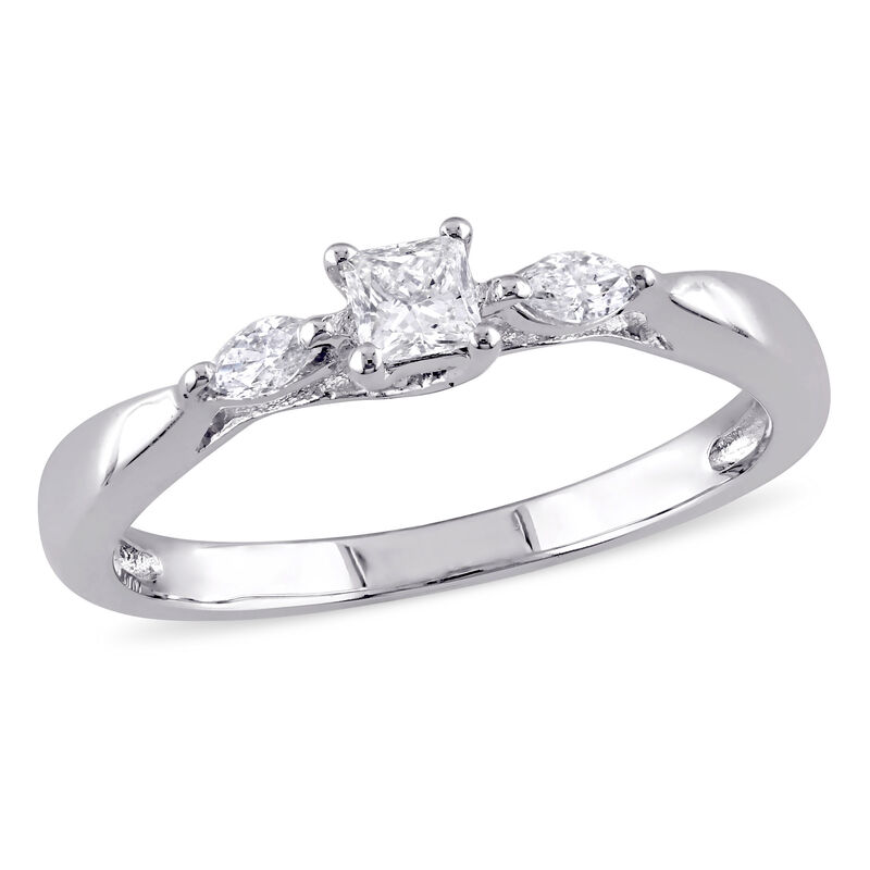Princess & Marquise Cut Diamond Promise Ring 1/4ctw. in 10k White Gold  image number null