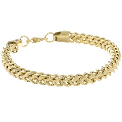 Men's Stainless Steel Foxtail Gold Ion-Plate Link Bracelet