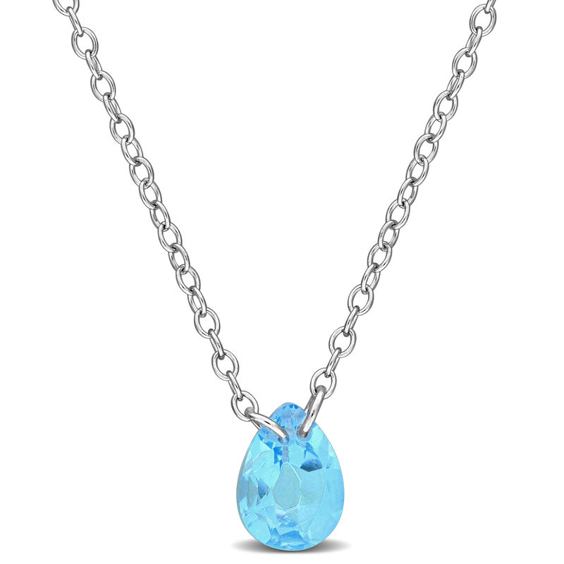 Swiss Blue Topaz Pear Necklace in Sterling Silver image number null