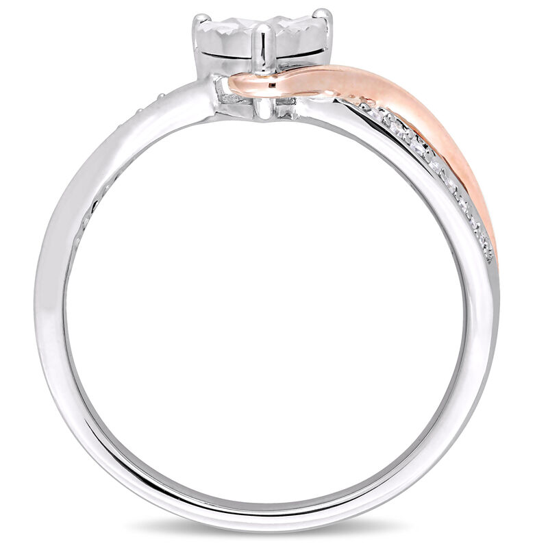 Heart-Shaped Diamond Twist Promise Ring 1/10ctw. in 10k White & Rose Gold  image number null