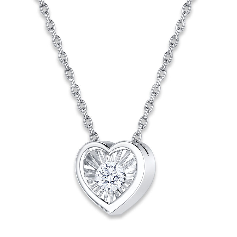 Brilliant-Cut 1/10ct. Diamond HI 12-3 Heart-Shaped Bezel Set Pendant in 10k White Gold image number null