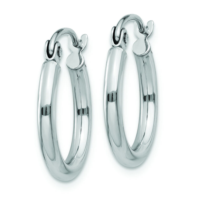 2x15mm Lightweight Tube Hoop Earrings in 14k White Gold image number null